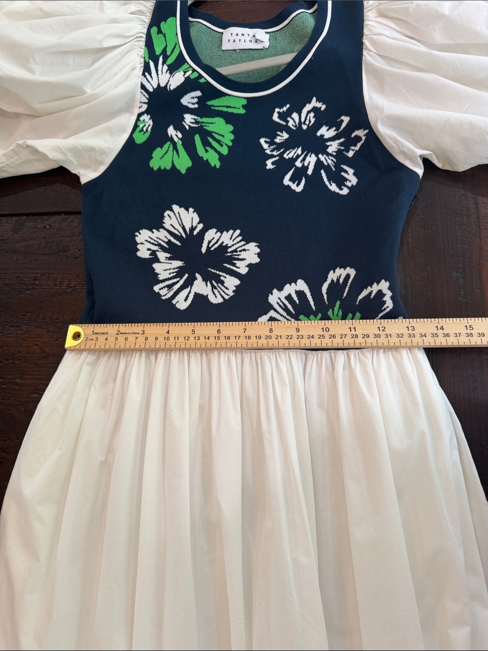 Tanya Taylor Naomi Floral Knit Bodice Cotton Poplin Puff Sleeve Maxi Dress M - Picture 9 of 14